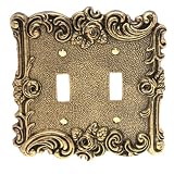 Buy Amerelle 60TTAB Provincial Double Toggle Wallplate, Antique Brass by Amerelle