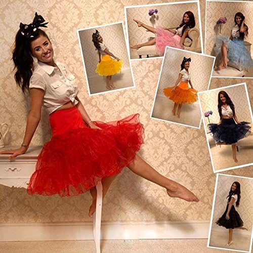 Wowbridal Women's Women Vintage Short Petticoat Net Underskirt 26" Length Tutu Size L XL Red