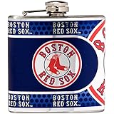 MLB Stainless Steel Hip Flask with Metallic Graphics, 6-Ounce, Silver