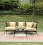 Wrought Iron Outdoor Patio Sectional Set with Cushions