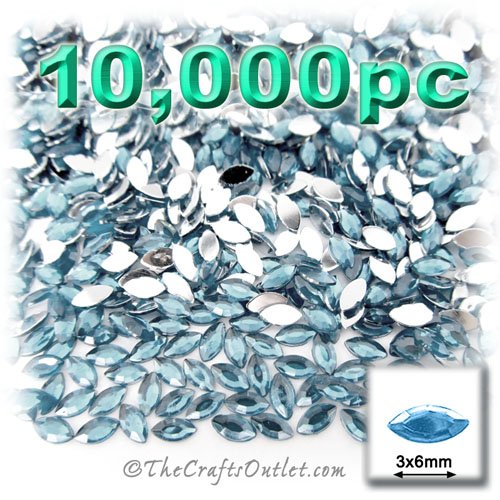 10,000pc Rhinestones Eye Shaped (Navette) 3x6mm flatback Light Blue LBL