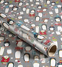 8m Jumbo Extra Long Penguins Christmas Wrapping Paper