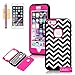 iPhone 6 Plus Case, OMIU(TM) [White Chevron Design] Bran-new Durable Silicone+PC Combo Cool Hybrid 3 Layers Bumper Shock-Absorption Slim Hard Back Case Cover Protector Fit For Apple iPhone 6 Plus(5.5)(Rose Red), Sent Screen Protector+Stylus+Cleaning Cloth