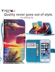 Wireless: iPhone 5 Case, iPhone 5S Case, TabPow [Wallet Case] Ocean Sunset PU Leather Flip Case [Card Slot Case] [Magnetic Closure]For Apple iPhone 5/5S - TabPow