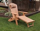 POLY Folding & Reclining Adirondack Chair w/ Attached Ottoman - Amish Made USA - Bright White