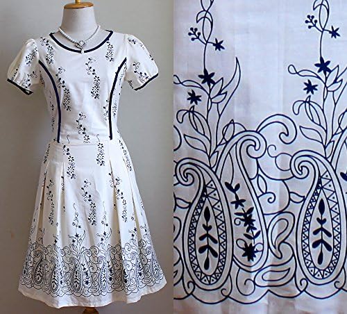 J2304 Vintage Babydoll Retro Sweet Hippie Gypsy Emo Party Prom Cocktail Cotton New Cream Dress Size S M
