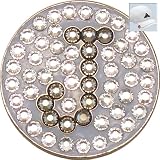 Bella Swarovski Crystal Golf Ball Marker & Hat Clip - Initials Collection - J (Graphite)