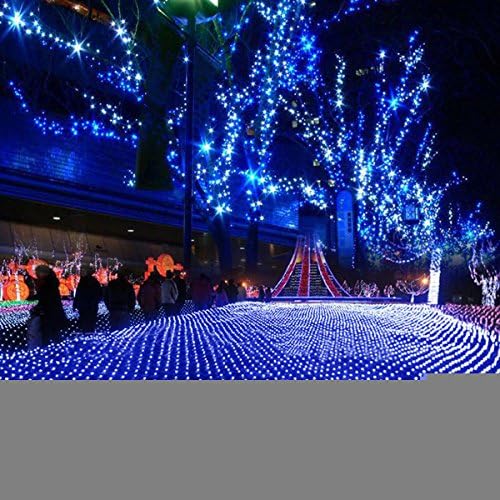Egodirect Blue 200 LED Net Mesh Decorative Fairy Lights Twinkle Lighting Christmas Wedding Party US/ 110-240V