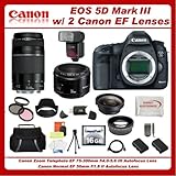 Canon EOS 5D Mark III with Canon EF 75-300mm III & Canon EF 50mm f/1.8 II Lenses: Including 16GB CF Card, Deluxe Carrying Case, 3 Piece Filter Kit, Card Reader & much much more...