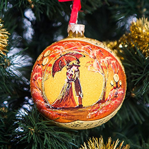 Handpainted Glass Christmas ornaments Tree balls 100mm handmade. New year round ball decoration Xmas 2016 decorations designer collection ornament (Kiss)