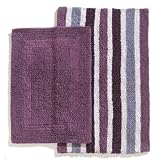 Ruia Home Cotton Reversible 2-Piece Bath Rug Set, Purple