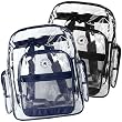 (40 Pieces) Black Trim + Navy Trim K-Cliffs Clear Transparent PVC School Backpack/ Book Bag/ Day Pack