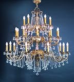 Crystorama Ornate Cast Brass Chandelier Accented with Italian Crystal - Olde Brass - Italian Crystal