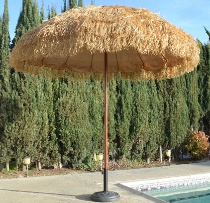 patio umbrella-Bayside21 - 8' Hula Thatched Tiki Umbrella Natural Color