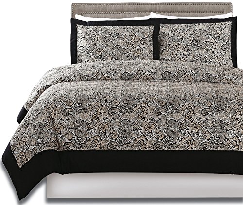 3 Piece Paisley Duvet Cover Set (King) - 1 Duvet Cover 2 Pillow Shams - Luxe Style Brushed Velvety Microfiber - Floral Pattern - Comfortable, Breathable, Soft, Extremely Durable - by Utopia Bedding