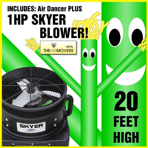 20FT Green Skyer  Wacky Waving Inflatable Fly Sky Guy Puppet Advertising Dancing Tube Includes 1HP SKYER Blower!