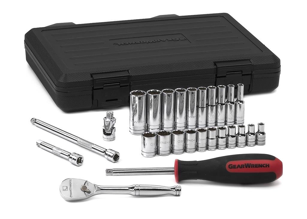 GearWrench 80313 1/4-Inch Drive 12 Point Standard SAE Socket Set, 26-Piece
GearWrench 80313 1/4-Inch Drive 12 Point Standard SAE Socket Set, 26-Piece