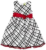 Penelope Mack Girls 2-6X Flocked Plaid Dress, White/Black, 2T