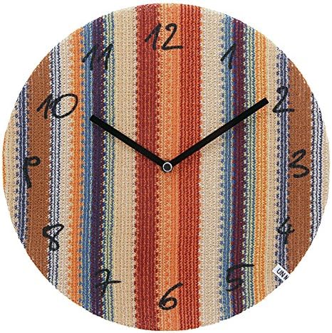 Silent Non-Ticking Wall Clock Unminuto - Textile Jamaica Stripes (Orange / Brown)