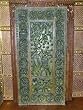 Indian Art Radha Krishna in Embrace Green Patina Carved Door Wall Panel 72 Inch