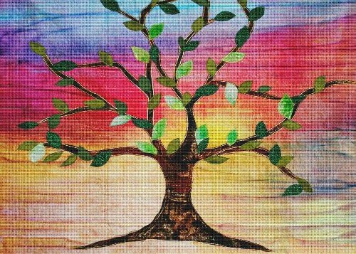 Art Needlepoint Sunset on Beach Needlepoint Canvas by Jeanette Kuvin-Oren