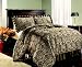 4 PC. BLACK / GOLD REGAL JACQUARD COMFORTER SET W/ MATCHING SHAMS
