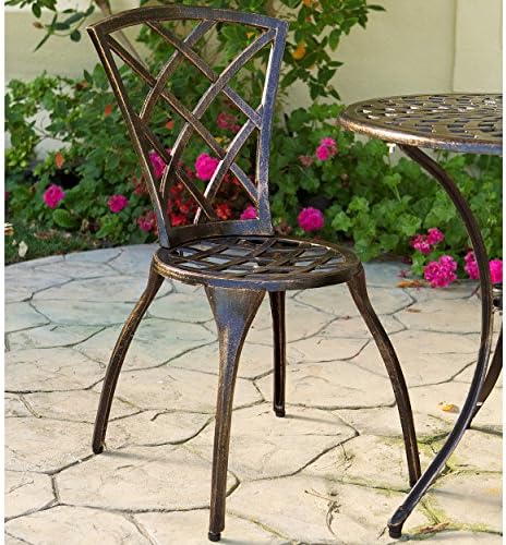 3-piece Bistro Set with 2 Chairs and a Table. Cast Aluminum Bronze with a Brown/bronze Color. Indoor or Outdoor Patio Furniture. Scented Tart Included