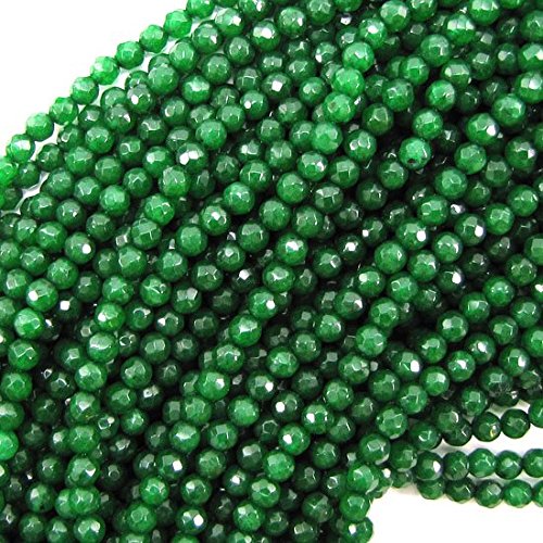 4mm faceted emerald green jade round beads 15