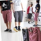 (パワー・トゥ・ザ・ピープル) POWER TO THE PEOPLE ウエストリブ パイル ドット柄 プリント ショートパンツ