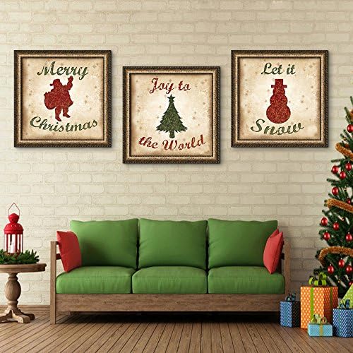 WTOR_Printing Canvas Art,Santa Claus Christmas Tree and Snowman Christmas Series Canvas Painting One Pcs,Without Framed,A3 2020