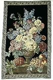 Black Chenille Wall Tapestry Fruits and Floral (27 in. x 41 in.)