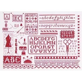 broderie ab�c�daire vintage � broder au point de croix sur toile a�da 5.5 collection dmc