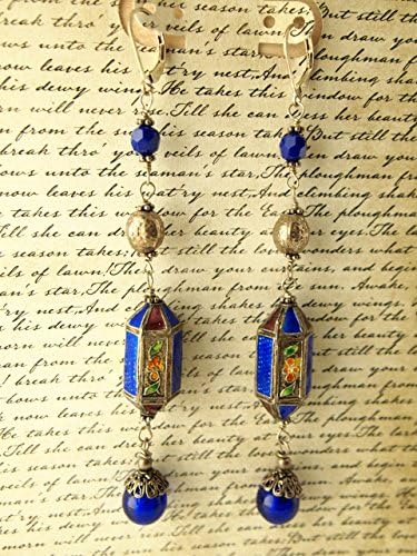 Blue Lantern Earrings - Venetian Glass - Sterling Silver - Handmade