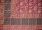 Block Print Tapestry-Coverlet-Throw-Spread-Burgundy