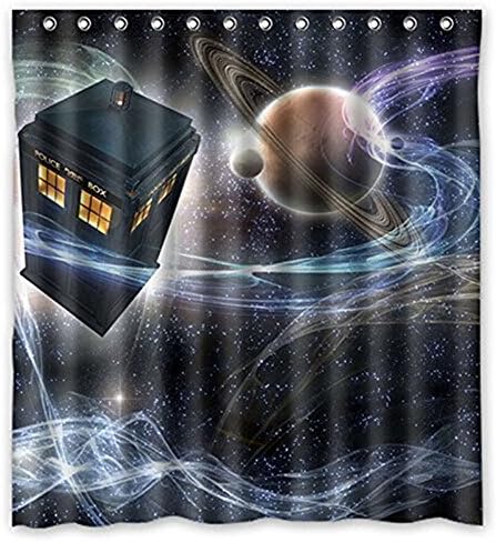 Saoor Doctor Who Box in the Space Pattern Fashion Custom Waterproof Polyester Fabric Bathroom Shower Curtain with 12 Hooks 60"(w) x 72"(h)- Bathroom Décor