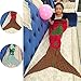 NOPTEG Mermaid Tail Blanket Handmade Crocheted Living Room Sofa Blanket Sleeping Bag Birthday Gift for Kids 59inch x31.5 inch(Red)