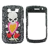 For Blackberry Curve 8900 Bling Hard Case Hrt Skull Blk