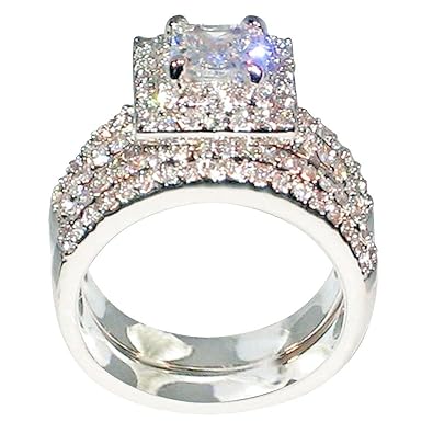 cut platinum princess ring wedding