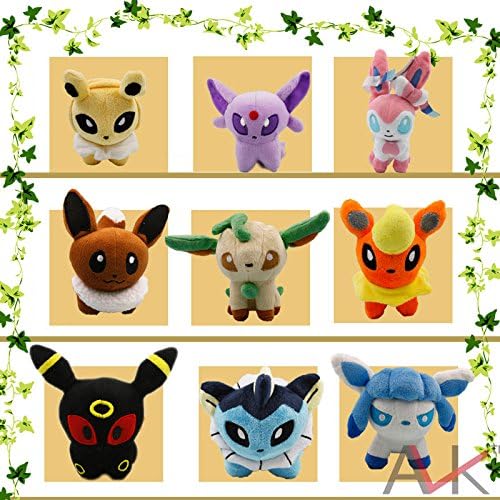Gooband 9pcs/set Pokemon Center Plush Eevee &amp; Umbreon &amp; Espeon &amp; Vaporeon Figure Doll Soft Toy 12cm 5"