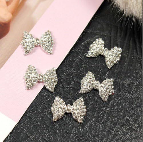 Nail Hall 10pcs Bling Rhinestone 3D Bow Tie Nail Decoration