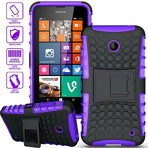 ElBolt 3 in 1 Bundle Nokia Lumia 635 / Nokia Lumia 630 Armor Grenade Stand Hard Gel Case - Purple with Free Ultra-Sensitive Stylus Pen and Premium Screen Protector by BeautyCentral TM