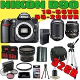 Nikon D90 12.3MP Digital SLR Camera w/ Nikon 55-200mm f/4-5.6G ED IF AF-S D ....