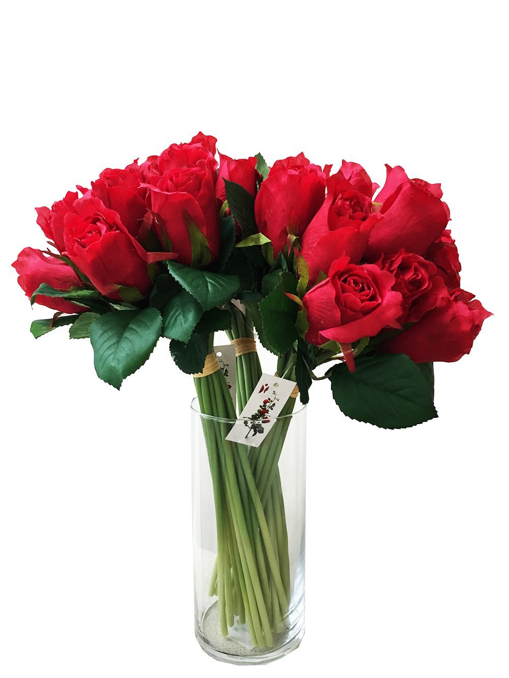 12 Long Stem Artificial Red Roses Bouquet No Vase