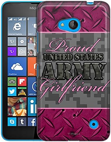 Microsoft Lumia 640 Case, Slim Fit Snap On Cover by Trek Proud Army Girlfriend Grey and Pink Trans Case