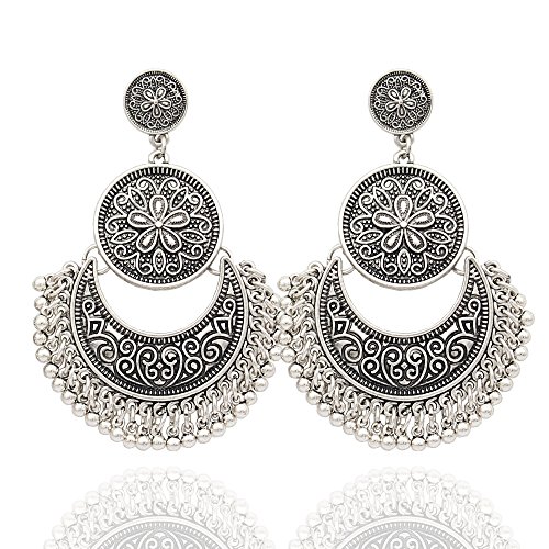 Q&Q Fashion Ethnic Bali Jhumka Jhumki Brocade Lotus Mexico Gypsy Dangle Earrings