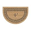 Monogrammed Doormat with Black Border - V (23.5x35.5" Round)