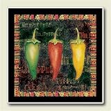 AbsorbaStone Coaster set ~ Chili Peppers ~ 4 Tile Drink Coasters ~ code 264
