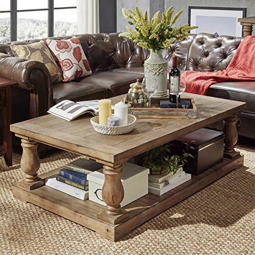 Edmaire Rustic Baluster Weathered Pine 55-inch Coffee Table