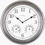 Chaney Instrument 14-Inch Pewter Clock/Thermometer/Hygrometer