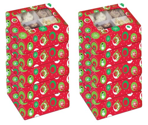 Christmas Print Cupcake Boxes with Window (10)